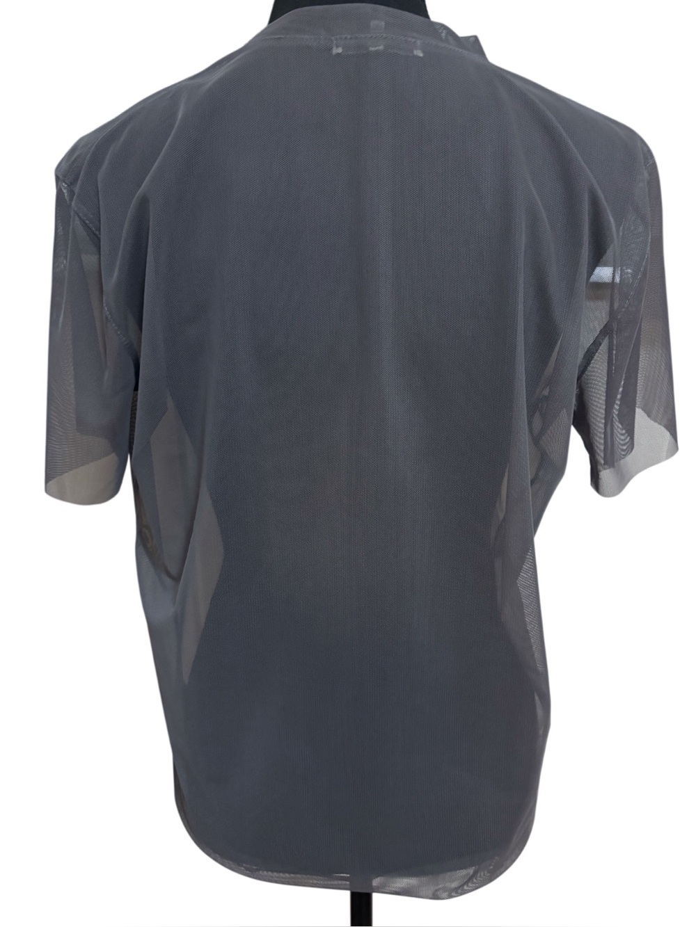 Oak + Fort Sheer Grey Mesh Crewneck T-Shirt Grunge Rave - Size Small - Picture 6 of 16